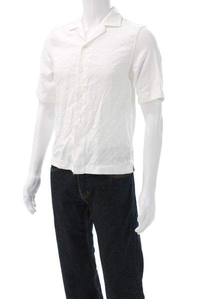 Zara Mens Collared Casual Button Down Short Sleeve Shirt White Size S