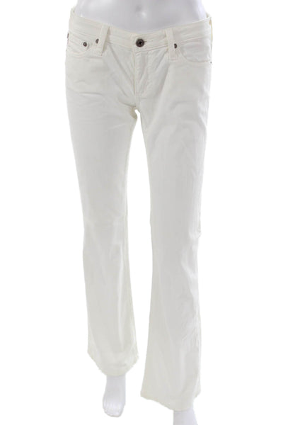 AG Women Bootcut Jeans White Mid-Rise Cotton Blend Button Fly Size 27