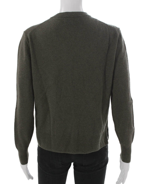 Massimo Dutti Women Wool Cardigan Green Round Neck Long Sleeve Solid Size XS