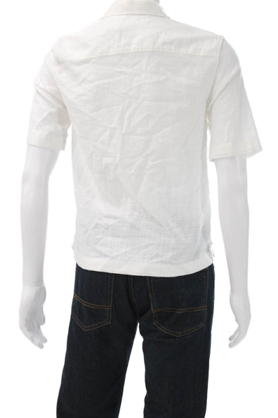 Zara Mens Collared Casual Button Down Short Sleeve Shirt White Size S