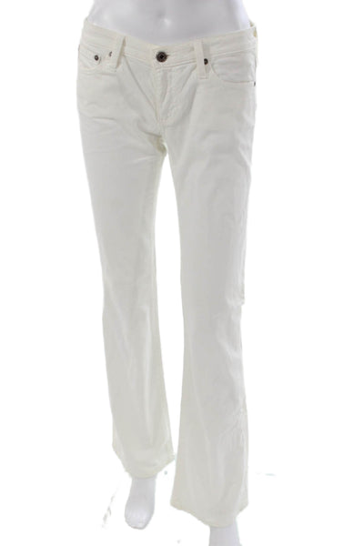 AG Women Bootcut Jeans White Mid-Rise Cotton Blend Button Fly Size 27