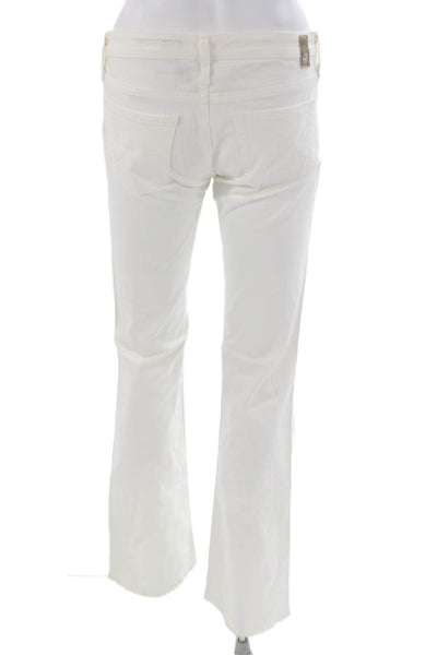 AG Women Bootcut Jeans White Mid-Rise Cotton Blend Button Fly Size 27