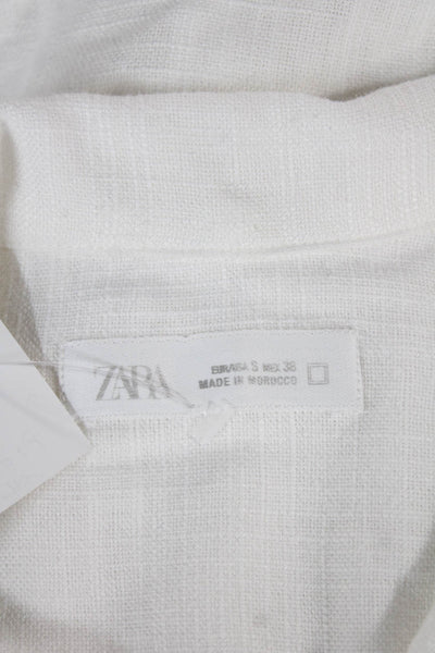 Zara Mens Collared Casual Button Down Short Sleeve Shirt White Size S