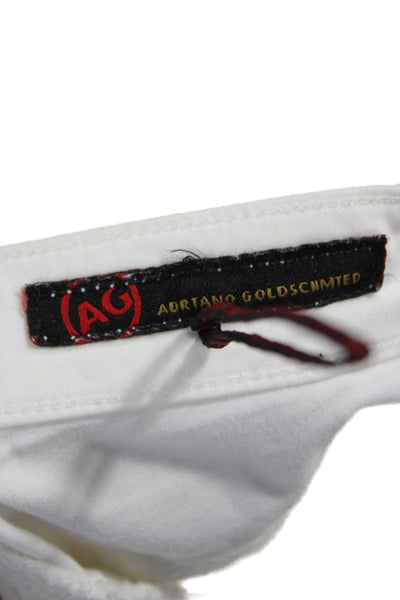 AG Women Bootcut Jeans White Mid-Rise Cotton Blend Button Fly Size 27