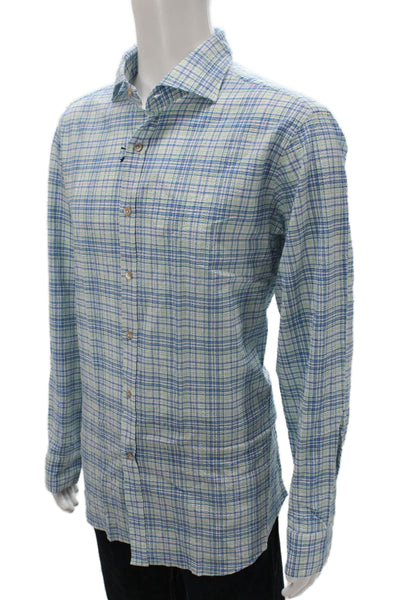 Giannetto Mens Dress Shirt Button Multicolor Check Cotton Long Sleeve Size XL