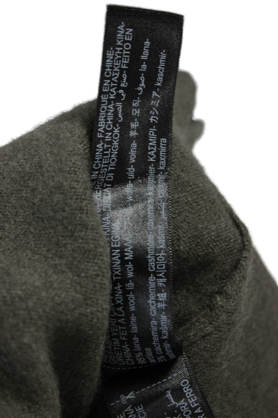 Massimo Dutti Women Wool Cardigan Green Round Neck Long Sleeve Solid Size XS
