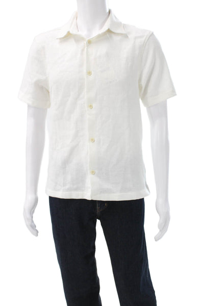 Zara Mens Cotton Casual Short Sleeve Button Down Shirt White Size S