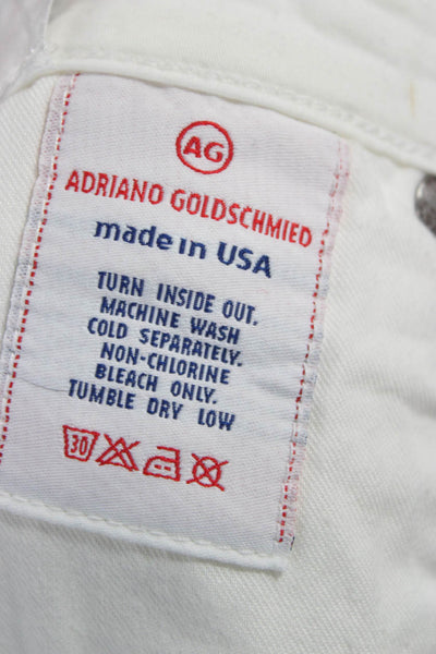 AG Women Bootcut Jeans White Mid-Rise Cotton Blend Button Fly Size 27