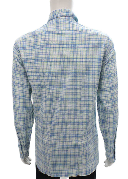 Giannetto Mens Dress Shirt Button Multicolor Check Cotton Long Sleeve Size XL