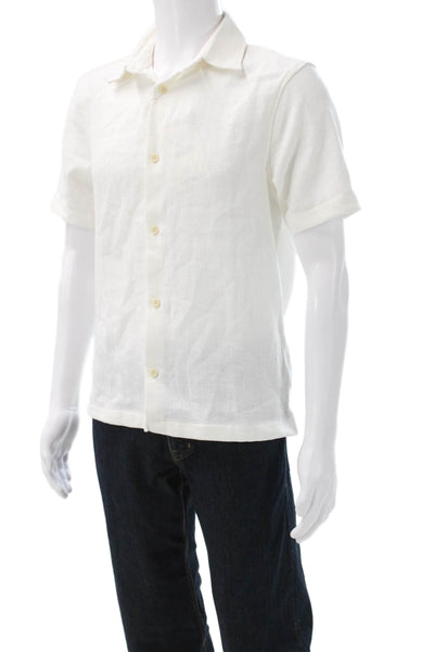 Zara Mens Cotton Casual Short Sleeve Button Down Shirt White Size S