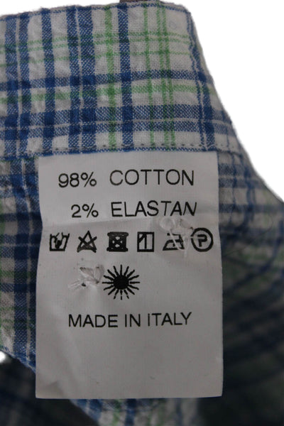 Giannetto Mens Dress Shirt Button Multicolor Check Cotton Long Sleeve Size XL