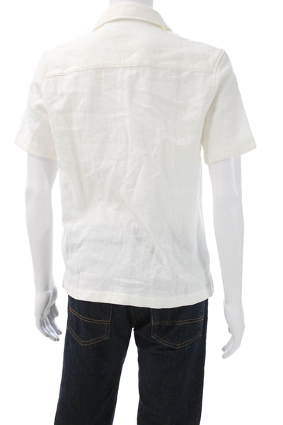 Zara Mens Cotton Casual Short Sleeve Button Down Shirt White Size S