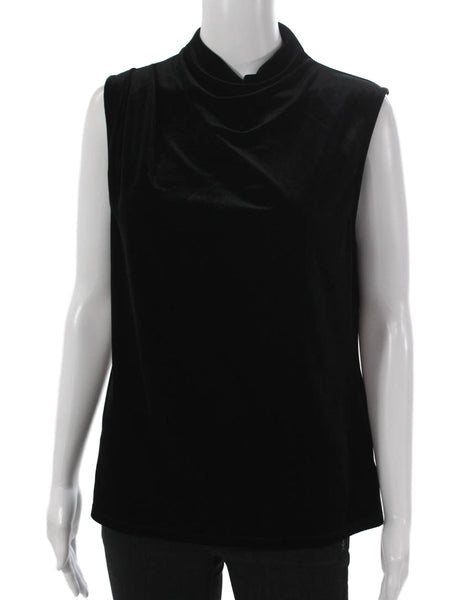 Reiss Womens Basic Sleeveless Cowl Neck Tank Black Polyester Size M
