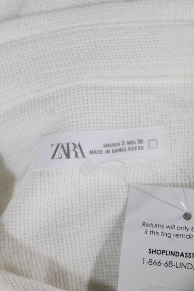 Zara Mens Cotton Casual Short Sleeve Button Down Shirt White Size S