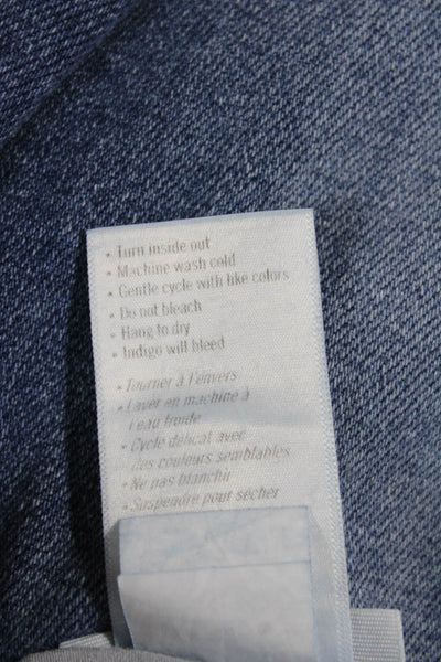 Paige Women Wide-Leg High Rise Blue Jeans Button Closure Size 34