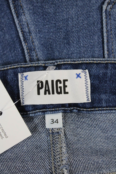 Paige Women Wide-Leg High Rise Blue Jeans Button Closure Size 34