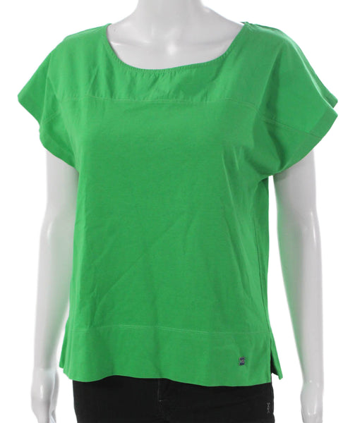 Purificacion Garcia Women Tee Green Cotton Scoop Neck Short Sleeve Size XS