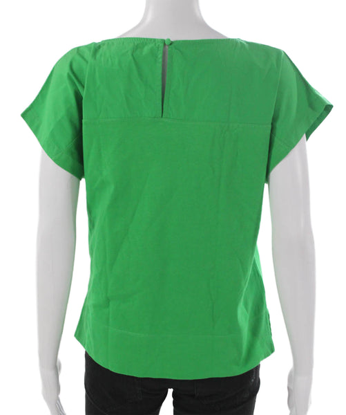 Purificacion Garcia Women Tee Green Cotton Scoop Neck Short Sleeve Size XS