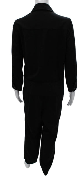 Brochu Walker Womens Collared Long Sleeve Black Jumpsuit Button Size M