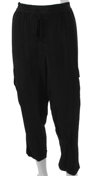 Joie Womens Black Silk Cargo Pants Drawstring Size L