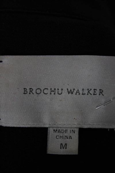 Brochu Walker Womens Collared Long Sleeve Black Jumpsuit Button Size M