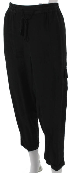Joie Womens Black Silk Cargo Pants Drawstring Size L