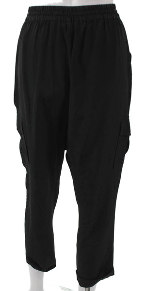 Joie Womens Black Silk Cargo Pants Drawstring Size L