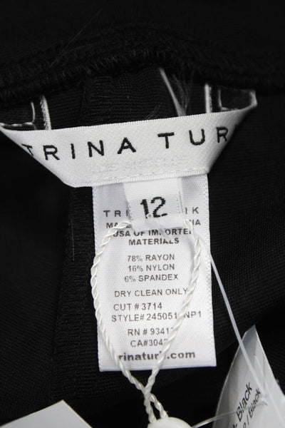 Trina Turk Women Ankle Leggings Black Rayon Pull On Size 12