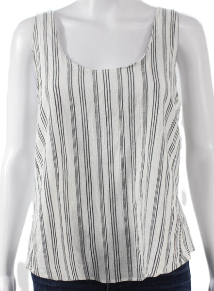 Rag & Bone Womens White Striped Cotton Scoop Neck Sleeveless Basic Tank Size M