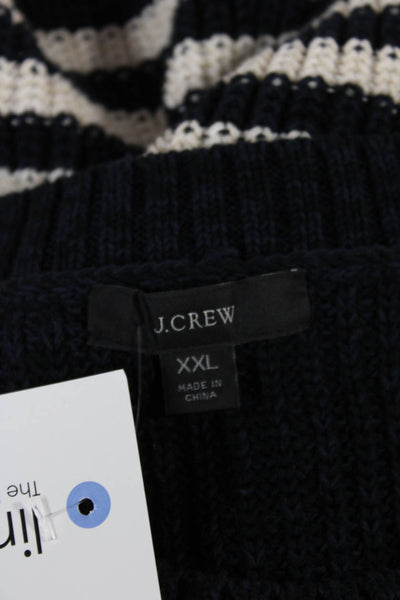 J Crew Women Pullover Sweater Blue Striped Crew Neck Long Sleeve Size 2XL