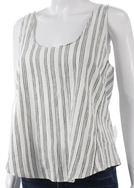 Rag & Bone Womens White Striped Cotton Scoop Neck Sleeveless Basic Tank Size M