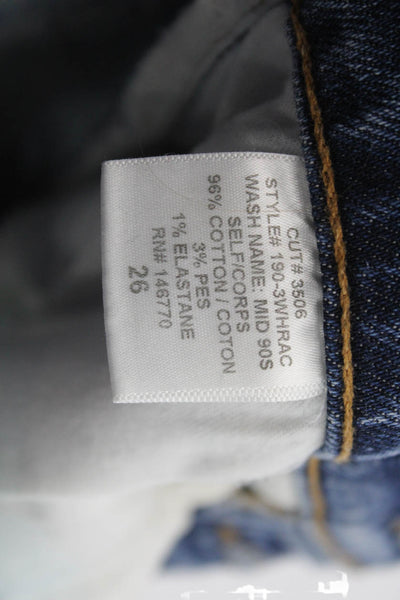 Re/Done Women Tapered Jeans Blue Cotton Blend Mid Rise Button Inseam 28 Size 26