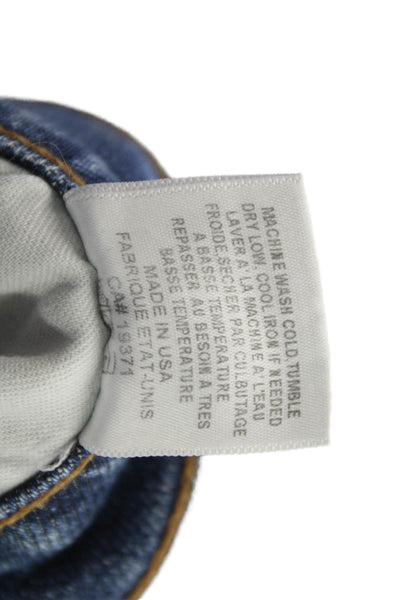 Re/Done Women Tapered Jeans Blue Cotton Blend Mid Rise Button Inseam 28 Size 26
