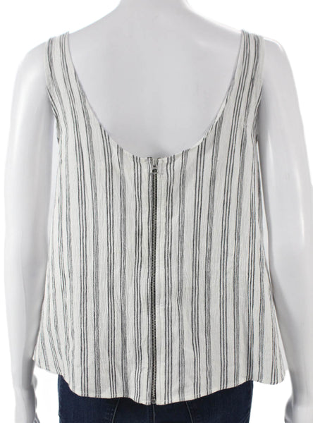 Rag & Bone Womens White Striped Cotton Scoop Neck Sleeveless Basic Tank Size M