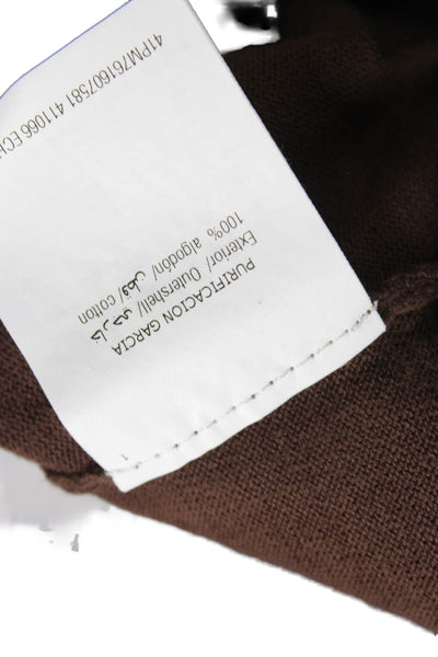 Purificacion Garcia Women Basic Brown Cotton Round Neck 3/4 Sleeve Tee Size XS