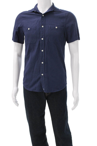 Vineyard Vines Mens Pocketed Short Sleeve Button Down Shirt Blue Size XS