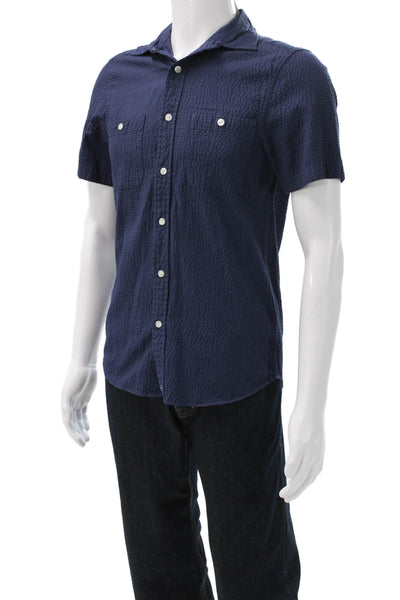 Vineyard Vines Mens Pocketed Short Sleeve Button Down Shirt Blue Size XS