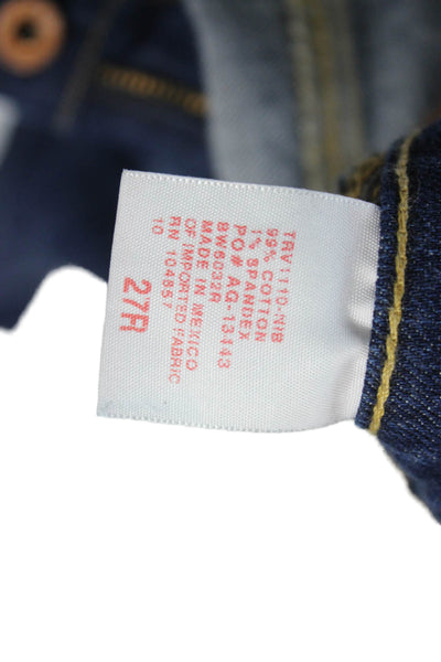 AG Womens Straight Jeans Blue Mid Rise Button Closure Size 27