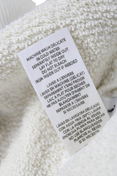 Philanthropy Women Pullover Sweatshirt Ivory Cotton Crewneck Long Sleeve Size L