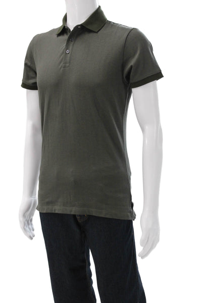 Bonobos Mens Cotton Collared Herringbone Short Sleeve Shirt Green Size S