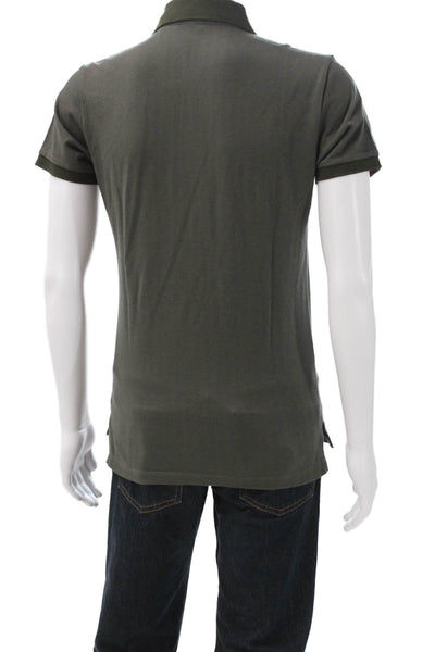 Bonobos Mens Cotton Collared Herringbone Short Sleeve Shirt Green Size S