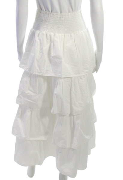 We Wore What Womens Maxi Skirt White 100% Cotton Solid Size M