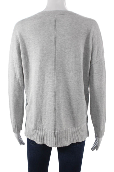 Lilla P Women Pullover Sweater V-Neck Cotton Gray Long Sleeve Size S