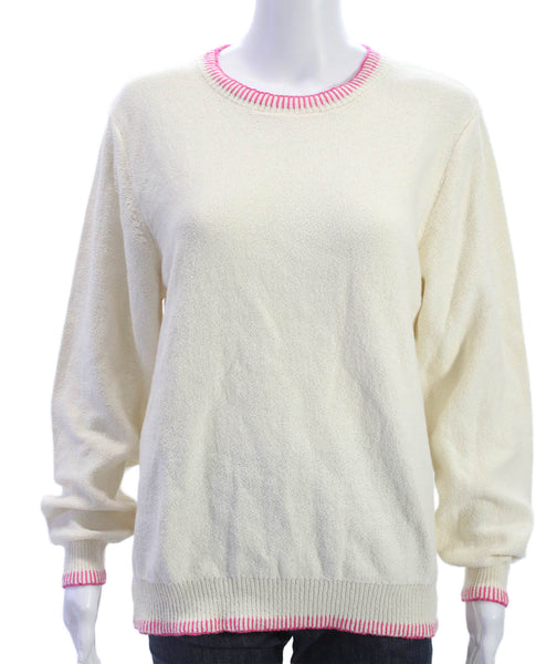Johnnie-o Unisex Pullover Sweater Ivory Cotton Crew Neck Long Sleeve Size L