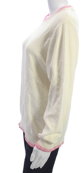 Johnnie-o Unisex Pullover Sweater Ivory Cotton Crew Neck Long Sleeve Size L