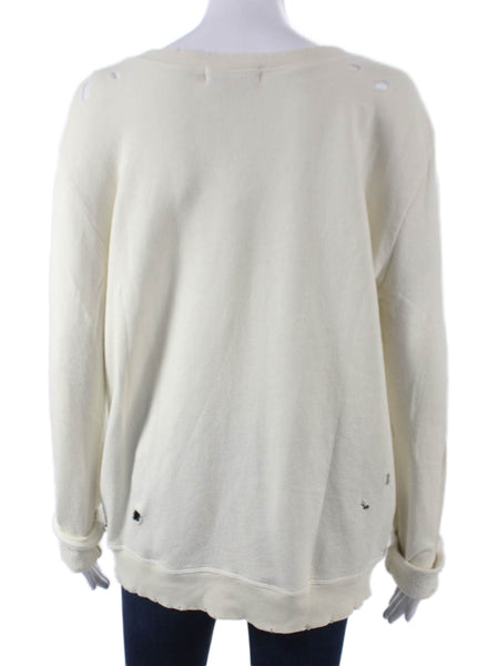 Philanthropy Women White Pullover Sweatshirt Crew Neck Long Sleeve Size L
