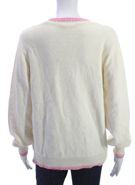 Johnnie-o Unisex Pullover Sweater Ivory Cotton Crew Neck Long Sleeve Size L