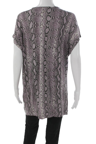 Michael Michael Kors Women Animal Print Tunic Gray Short Sleeve Size M