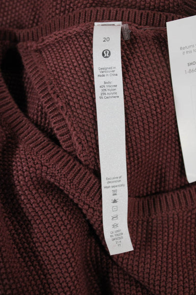 Lululemon Womens Tunic Sweater Red Viscose Crewneck Long Sleeve Size 20