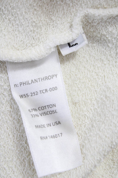 Philanthropy Women White Pullover Sweatshirt Crew Neck Long Sleeve Size L